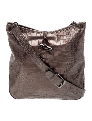 Longchamp Embossed Leather Messenger Bag