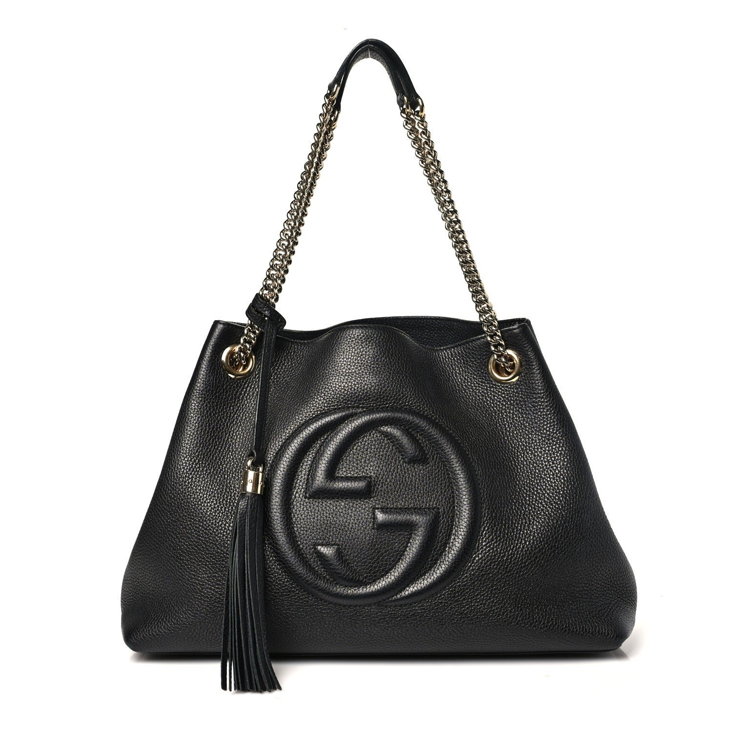 Gucci Pebbled Calfskin Medium Soho Chain Shoulder Bag Black