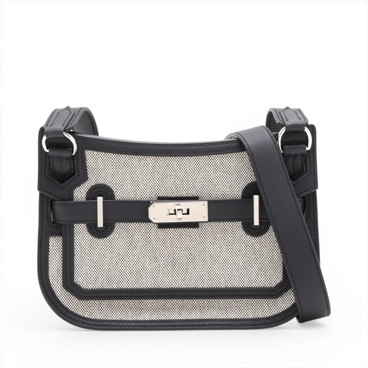 Hermès Gypsiere mini Toile H x Veau Swift Black × White Silver Metal Fittings G: