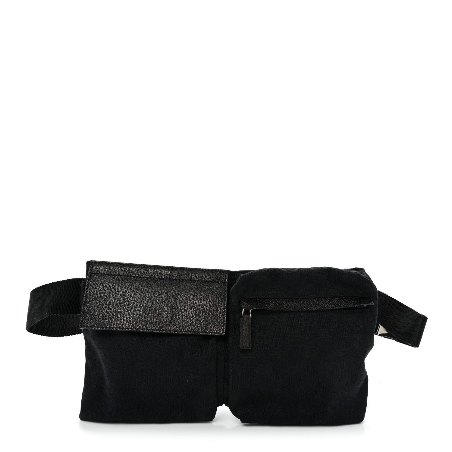 Gucci GG Monogram Double Pocket Belt Bag Black