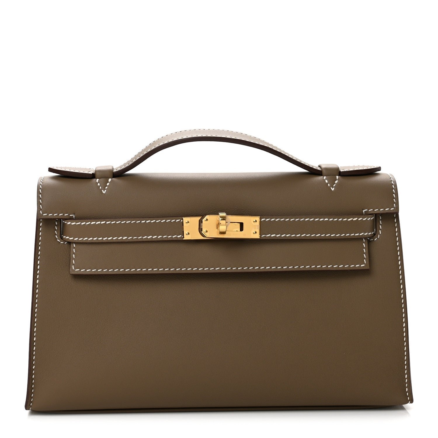 Hermes Swift Kelly Pochette Clutch Etoupe