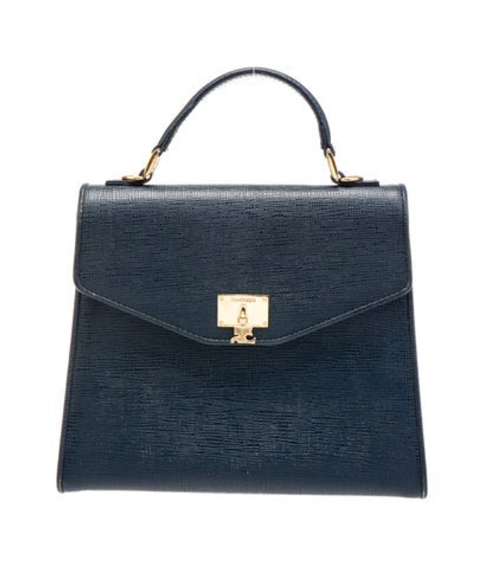 Courreges Saffiano Leather Top Handle Bag