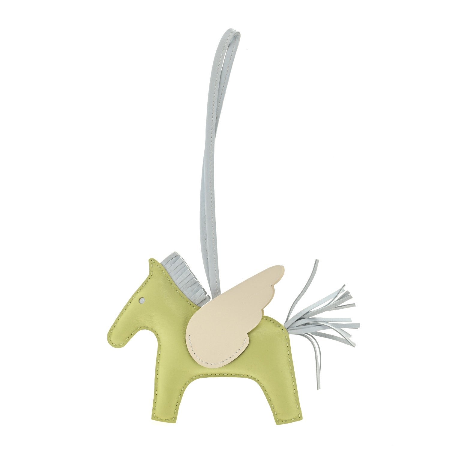 Hermes Milo Lambskin Grigri Rodeo Pegase Horse Bag Charm MM Jaune Bourgeon Bleu Brume Nata