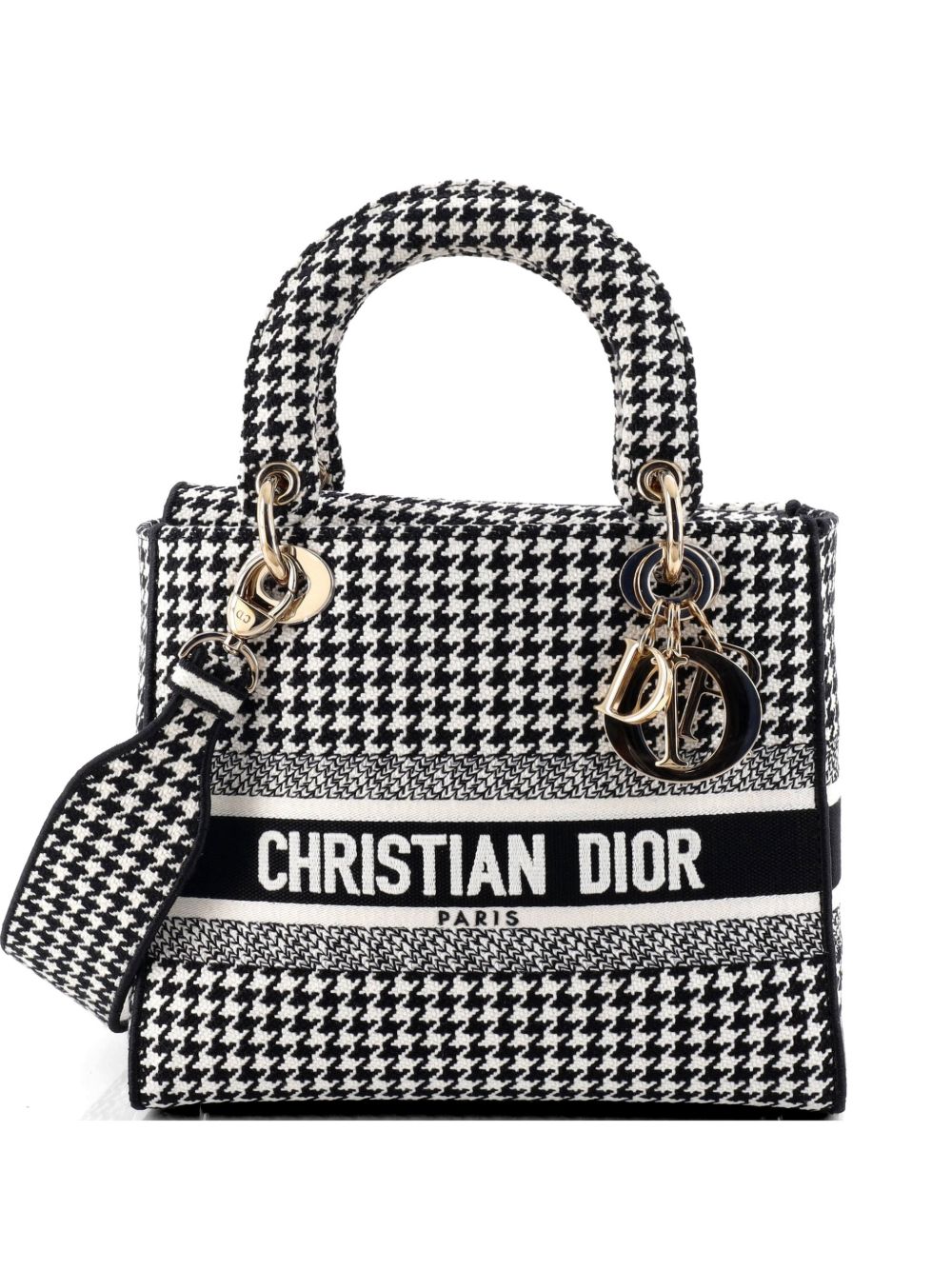 Dior Lady D-Lite Bag Houndstooth Canvas Medium shoulder bag