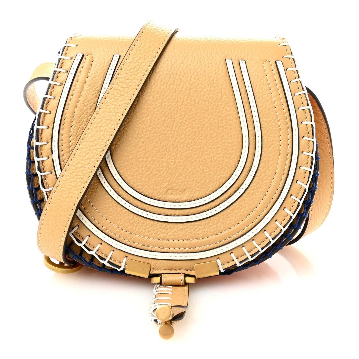 Chloe Chloe Calfskin Small Marcie Saddle Bag Soft Tan