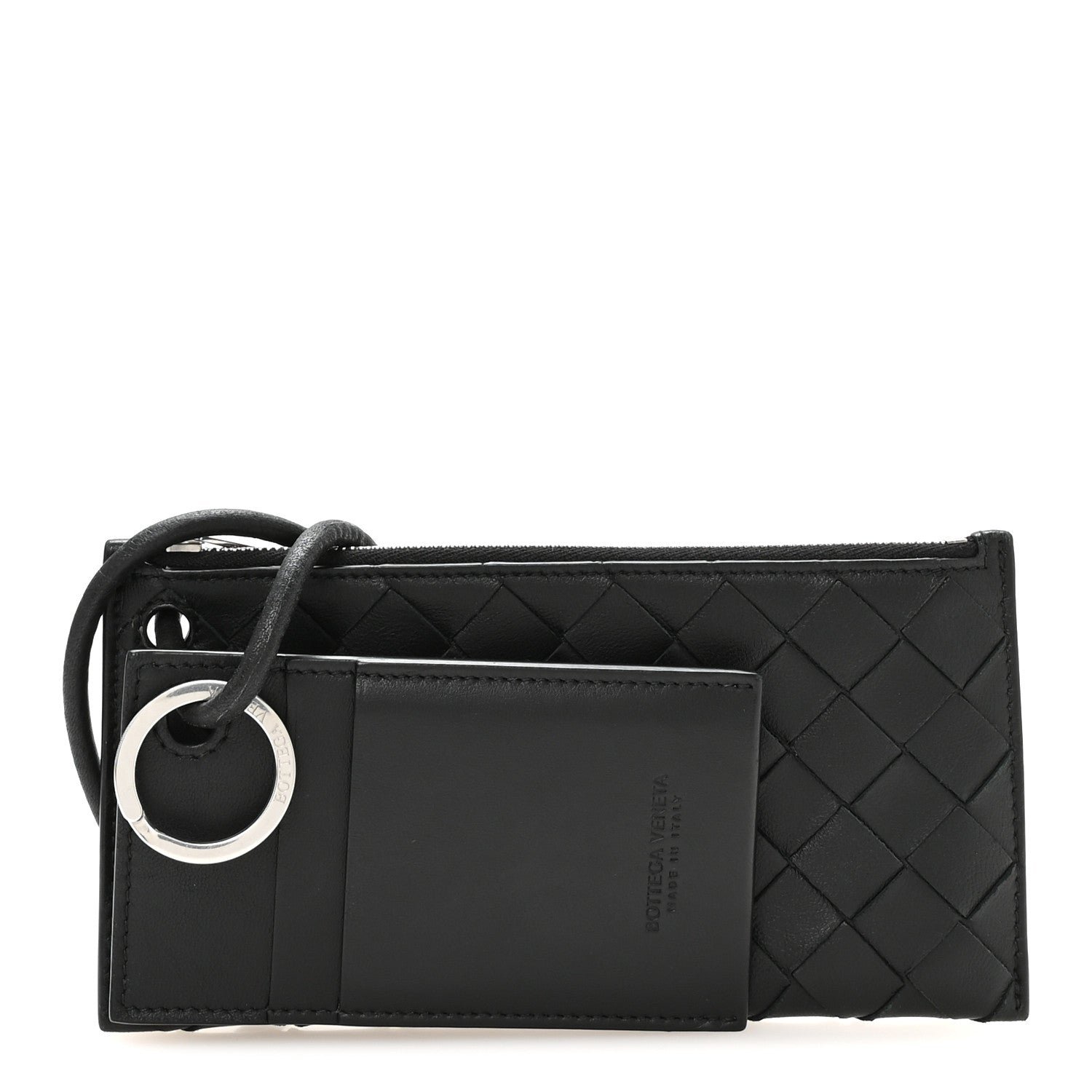 Bottega Veneta Nappa Intrecciato Pouch Wallet Lanyard Black