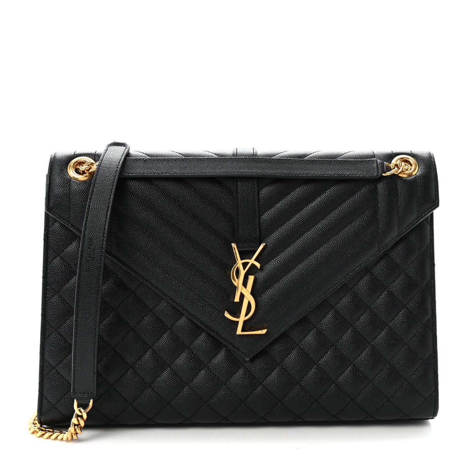 Saint Laurent Grain De Poudre Textured Mixed Matelasse Large Triquilt Monogram Satchel Black