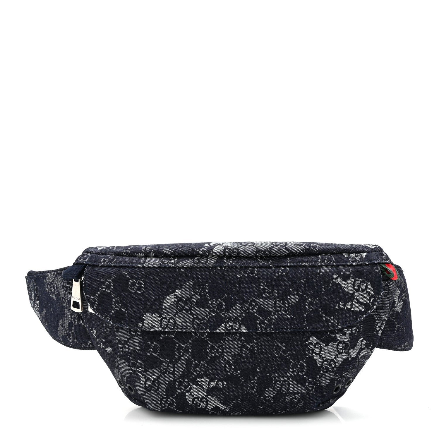 Gucci Denim Monogram Web Belt Bag Blue Multicolor