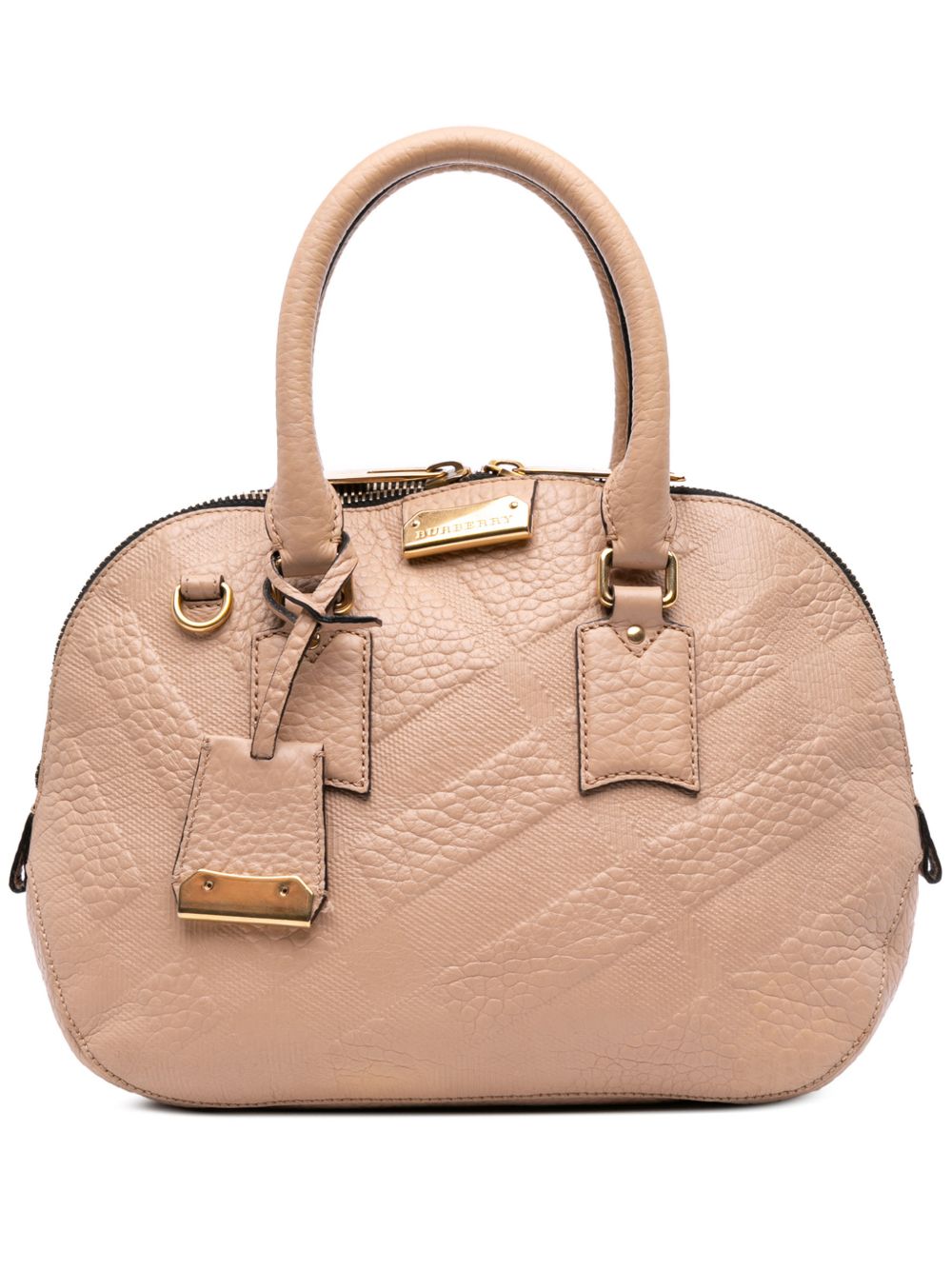 Burberry 2012-2025 Medium Heritage Grain Check Embossed Orchard Bowling Bag satchel