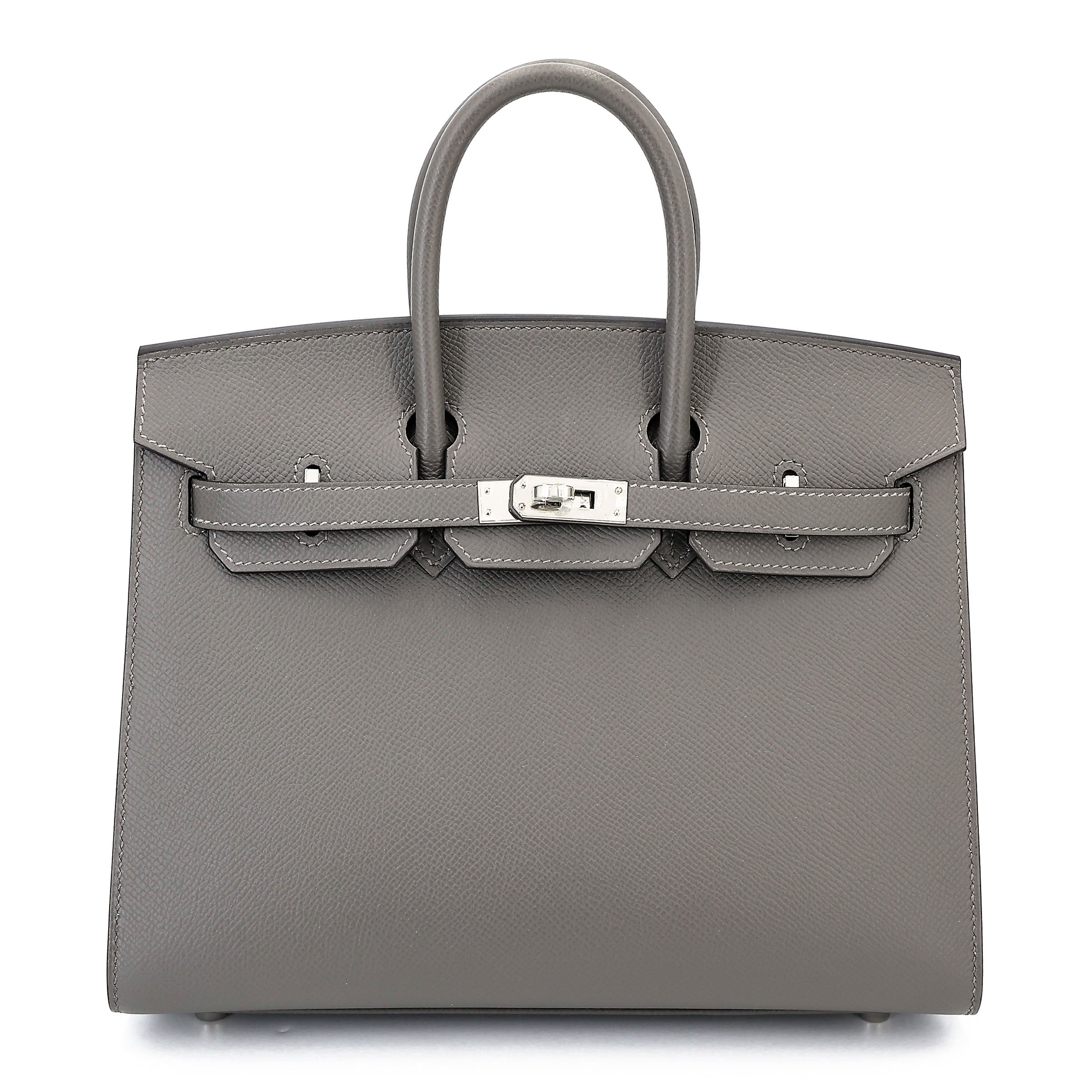Hermes Excellent ( Rank SA ) HERMÈS Birkin 25 Sellier Gris Meyer (0L) Epsom Palladium hardware U (2022)