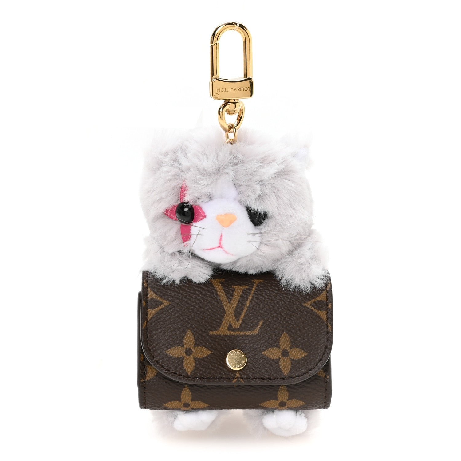 Louis Vuitton Monogram LV Cute Kitten Bag Charm Gray