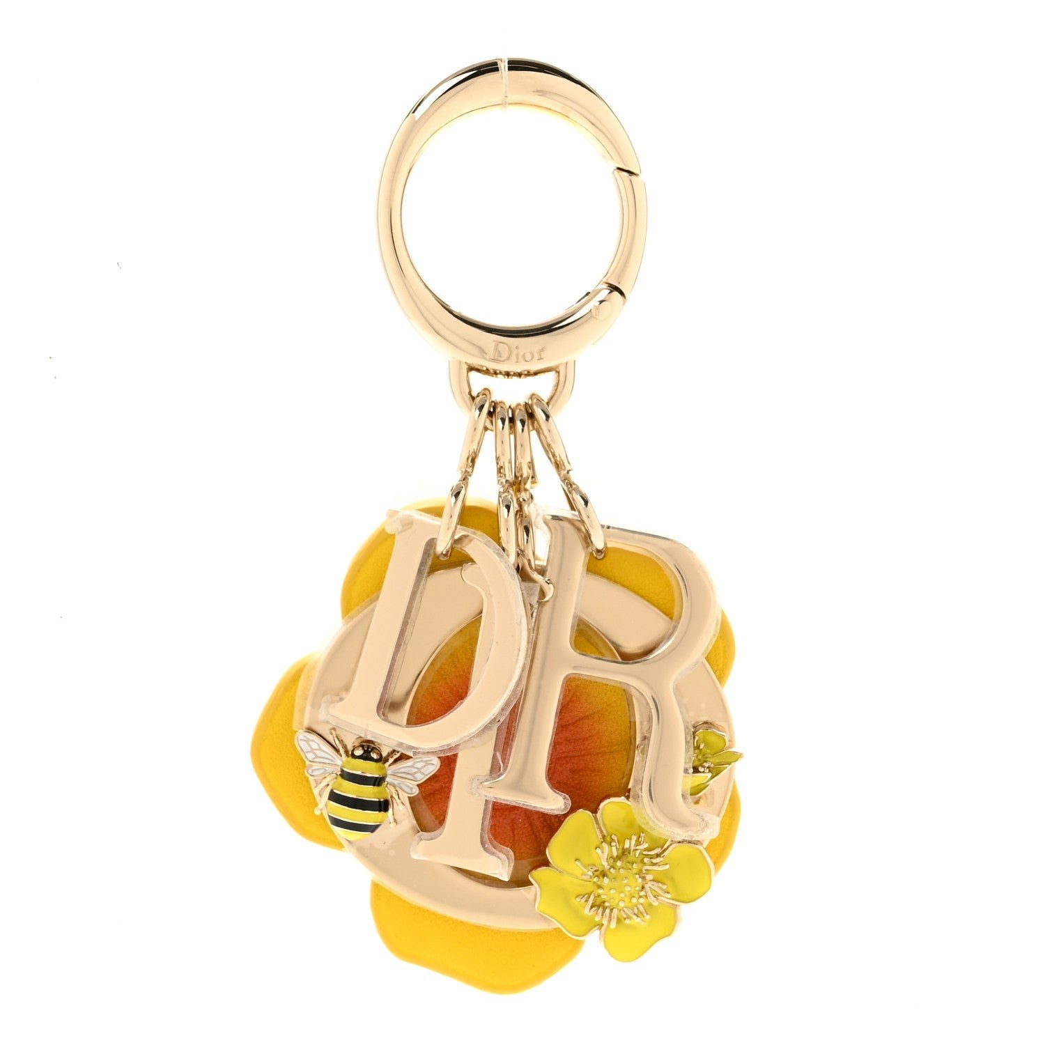 Christian Dior Buttercup Calfskin Lacquer Metal Swing Bag Charm Yellow