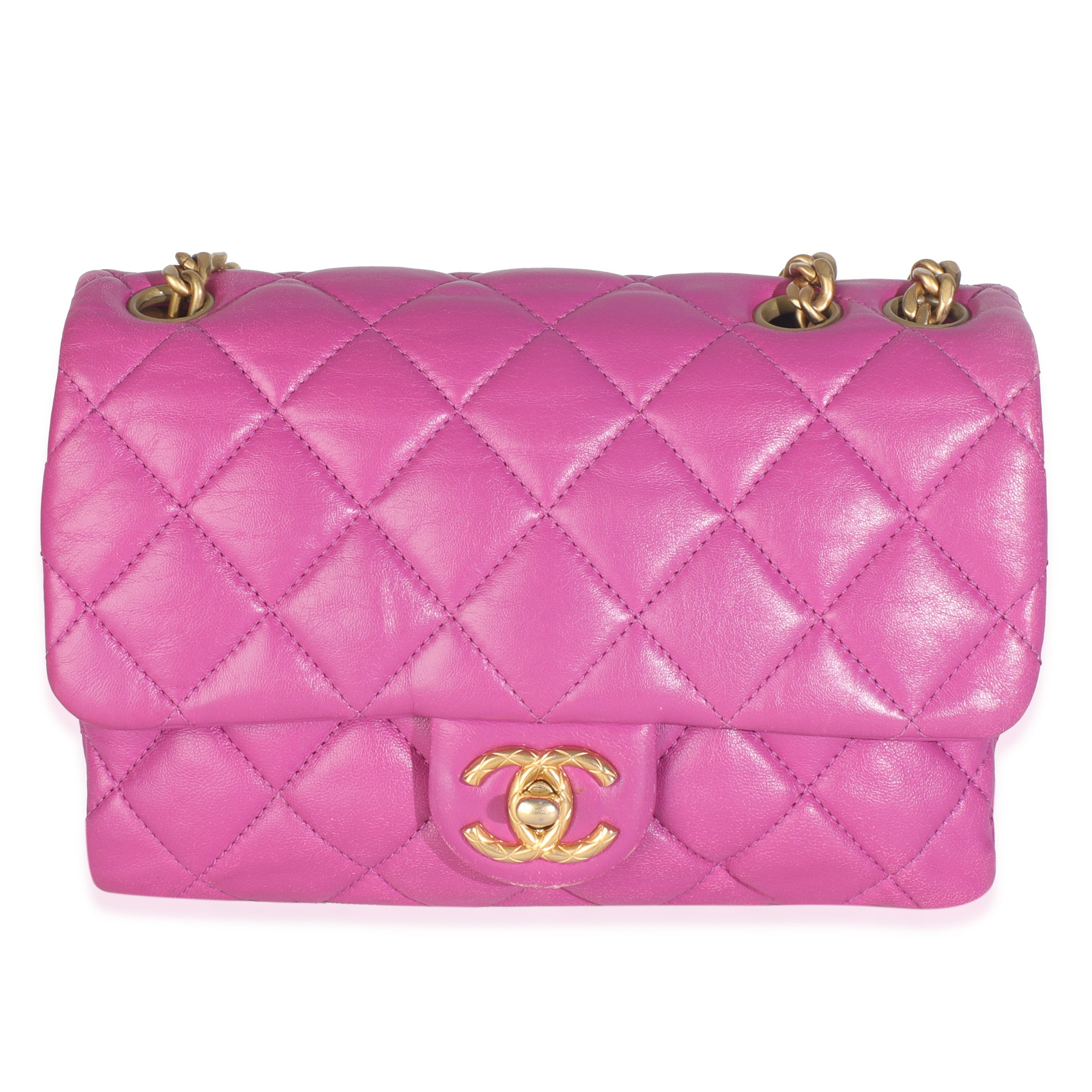 Chanel Purple Shiny Aged Quilted Calfskin Small Pillow Crush Flap Bag