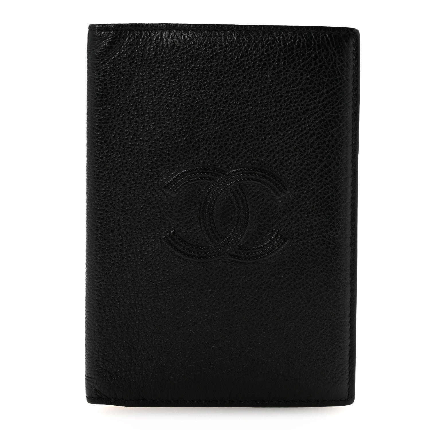 Chanel Grained Calfskin CC Passport Holder Wallet Black