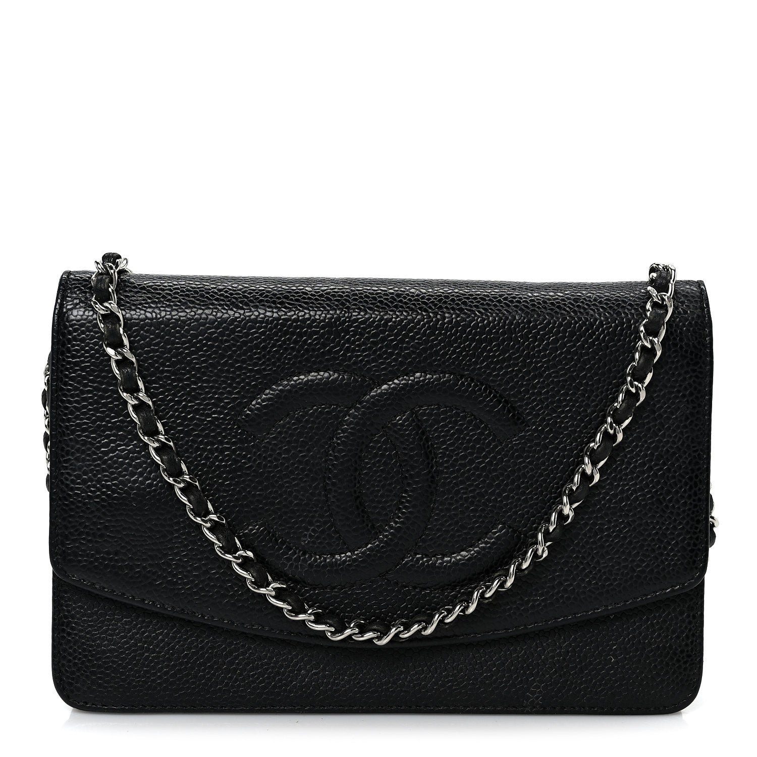 Chanel Caviar Timeless CC Wallet On Chain WOC Black