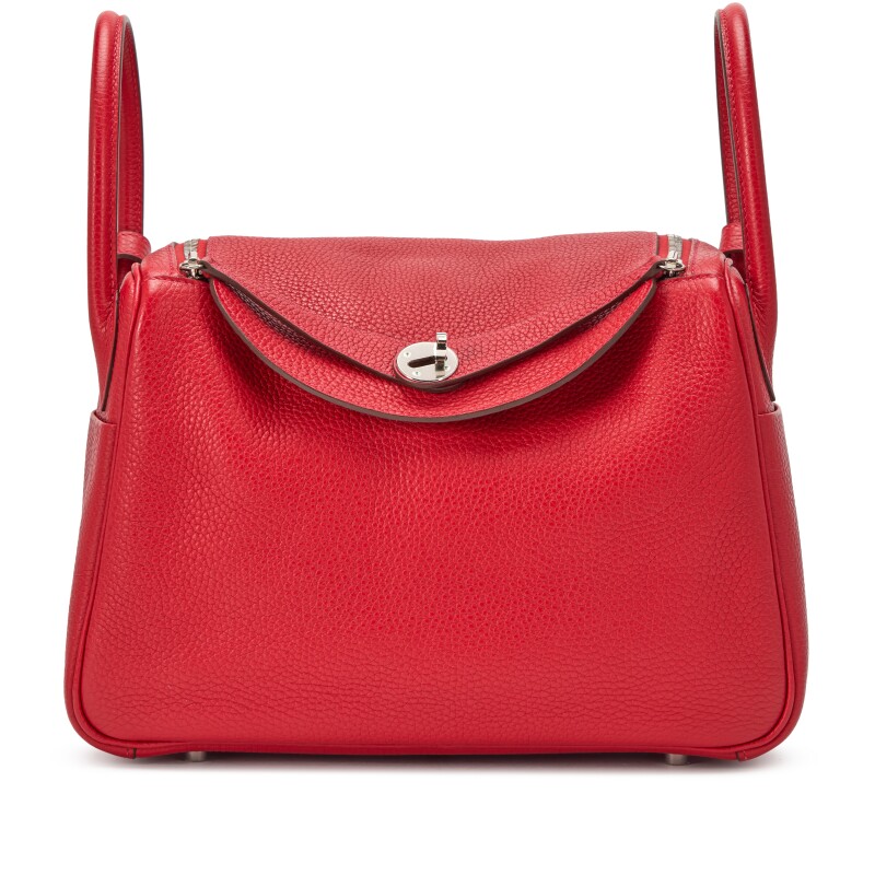 Hermes Rouge Vif Clemence Lindy 30 Palladium Hardware, 2015