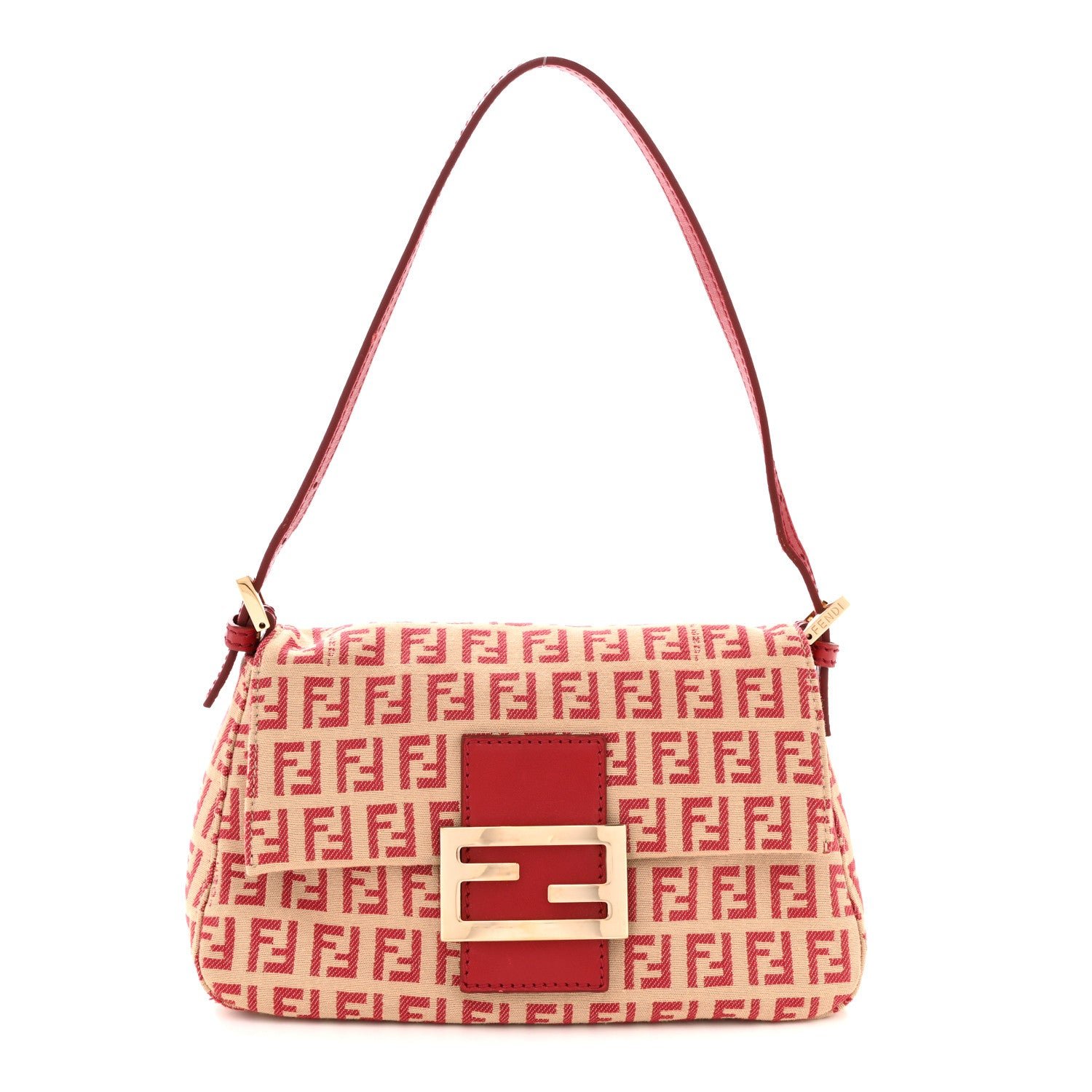 Fendi Zucchino Vitello Mini Mama Baguette Beige Rosso