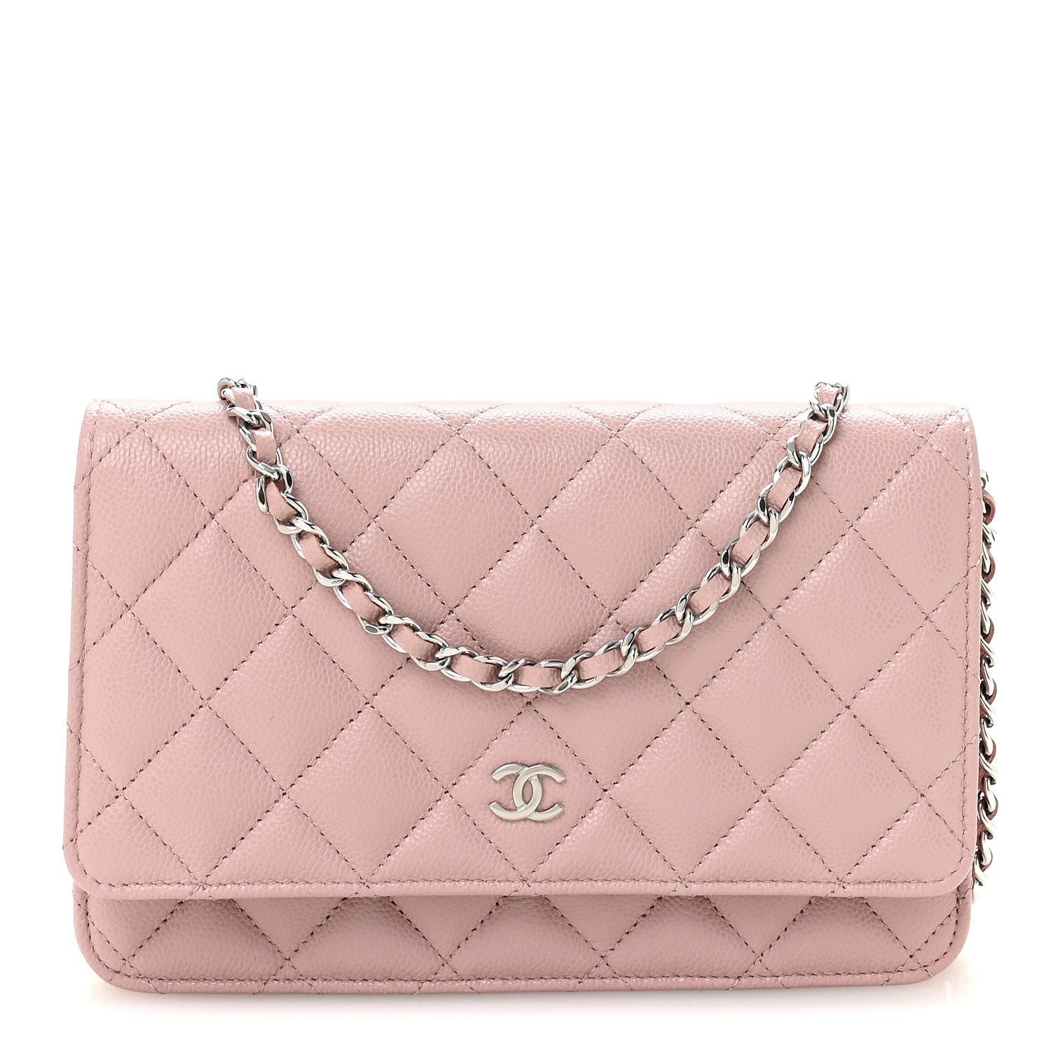 Chanel Caviar Quilted Wallet on Chain WOC Light Pink