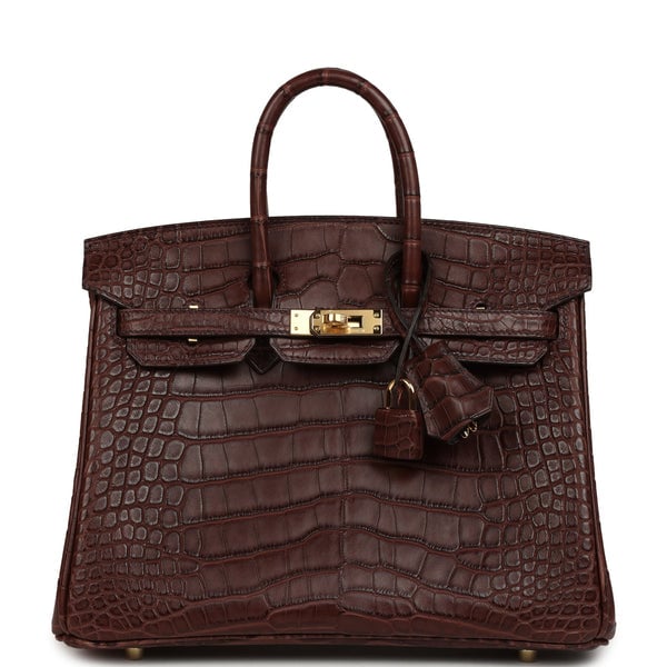 Hermes Birkin 25 Havane Matte Alligator Gold Hardware