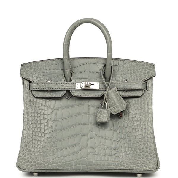 Hermes Birkin 25 Gris Cement Matte Alligator Palladium Hardware