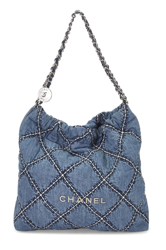 Blue Denim Chanel 22 Hobo Small
