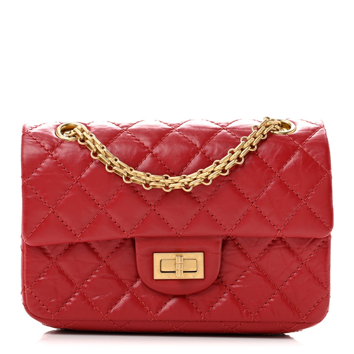 Chanel Aged Calfskin Quilted 2.55 Reissue Mini Flap Red