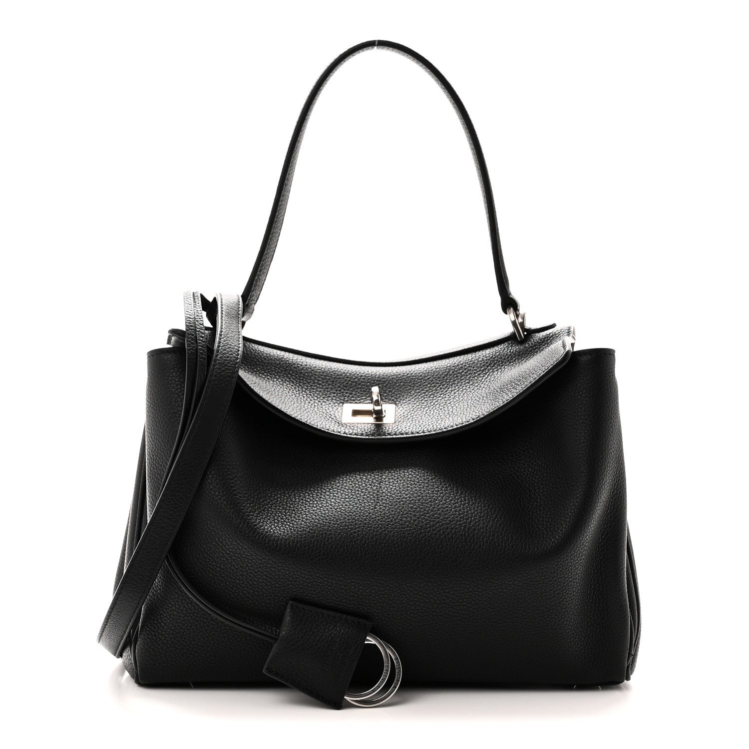 Balenciaga Grained Calfskin Small Rodeo Top Handle Handbag Black
