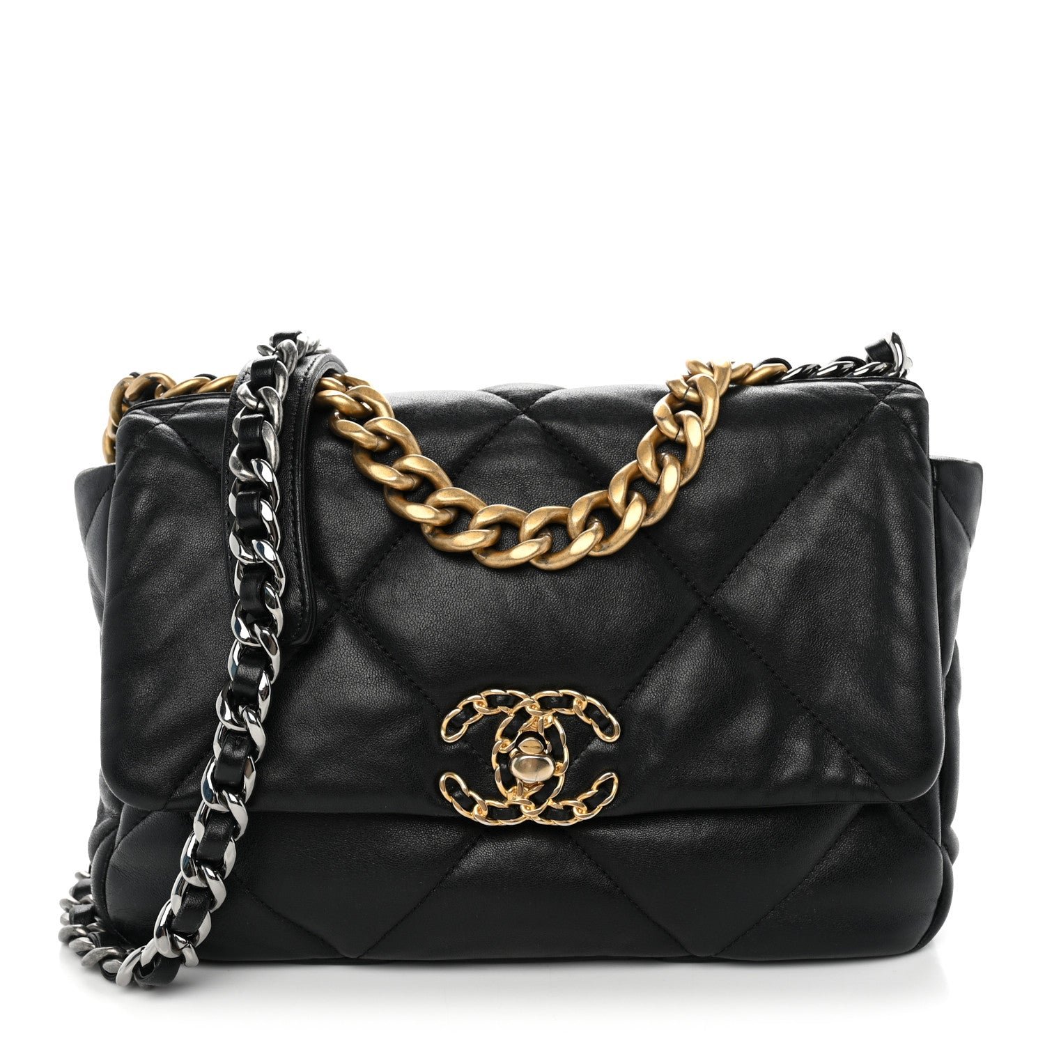 Chanel Lambskin Quilted Medium Chanel 19 Flap Black