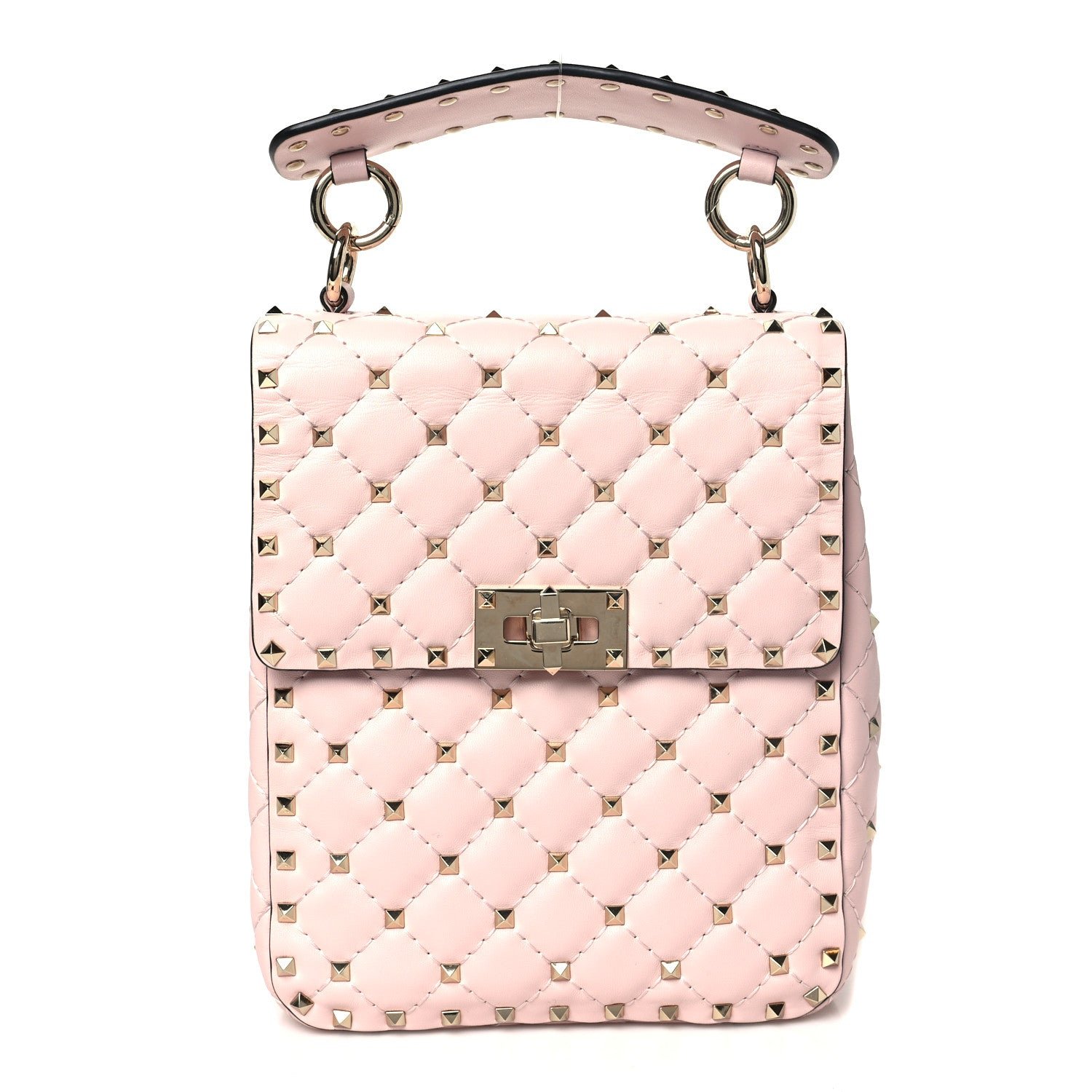Valentino Garavani Lambskin Rockstud Spike Shoulder Bag Rose Quartz