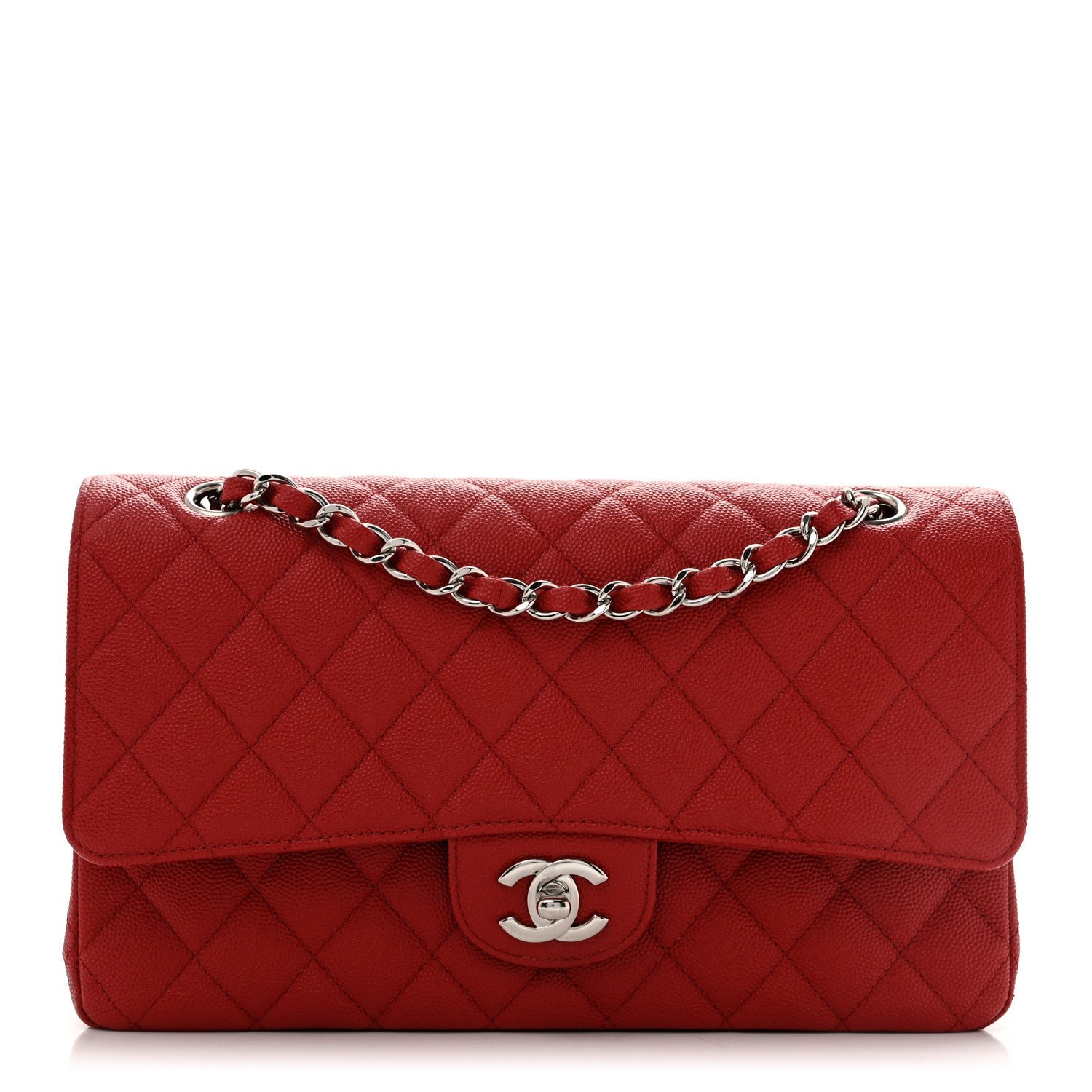Chanel Caviar Quilted Medium Double Flap Red