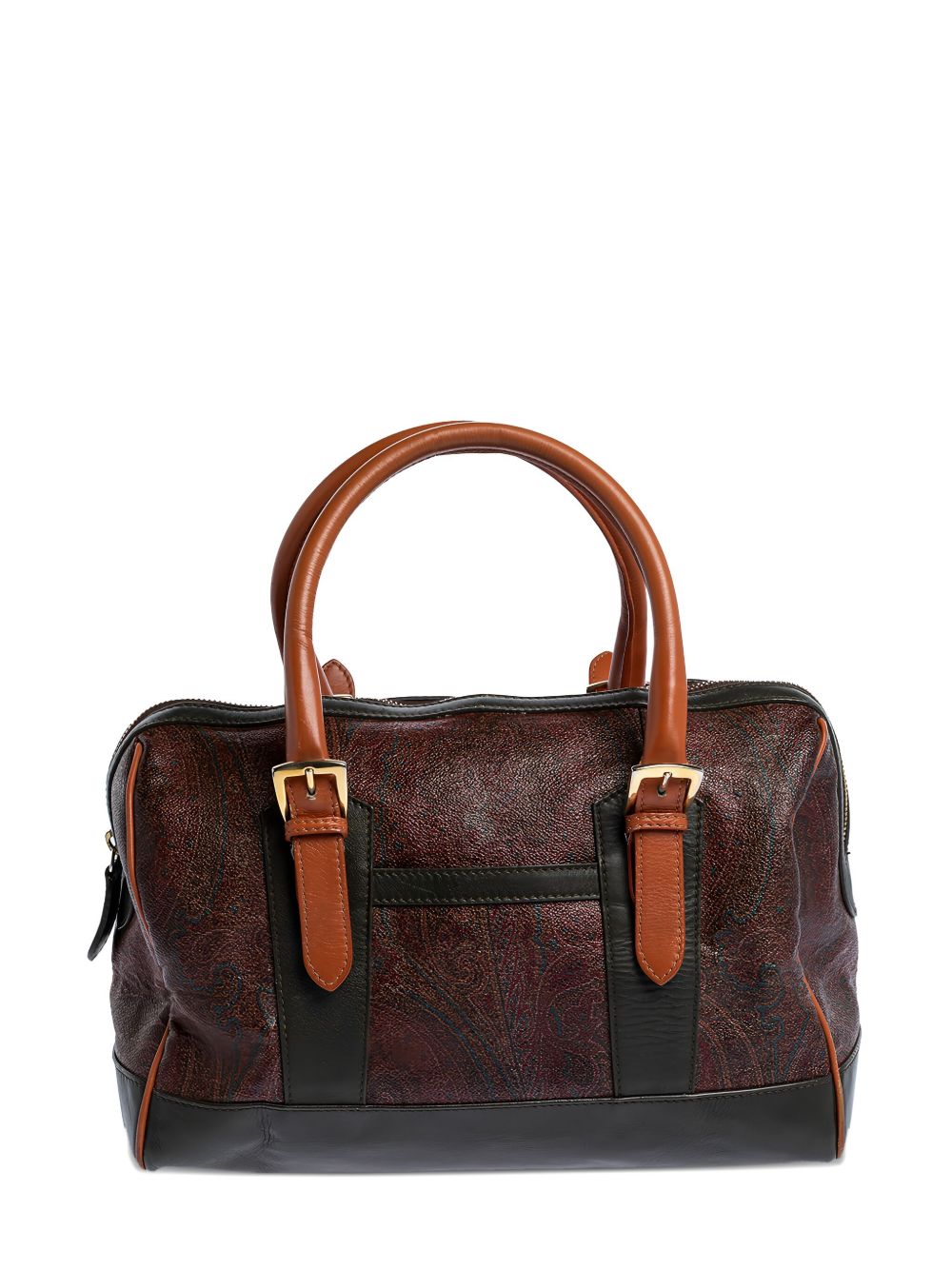 paisley-print leather handbag