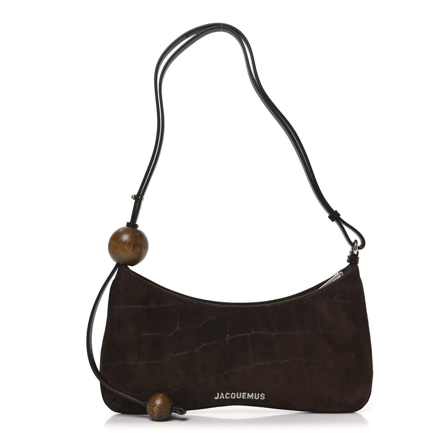 Jacquemus Jacquemus Suede Crocodile Embossed Le Bisou Dark Brown