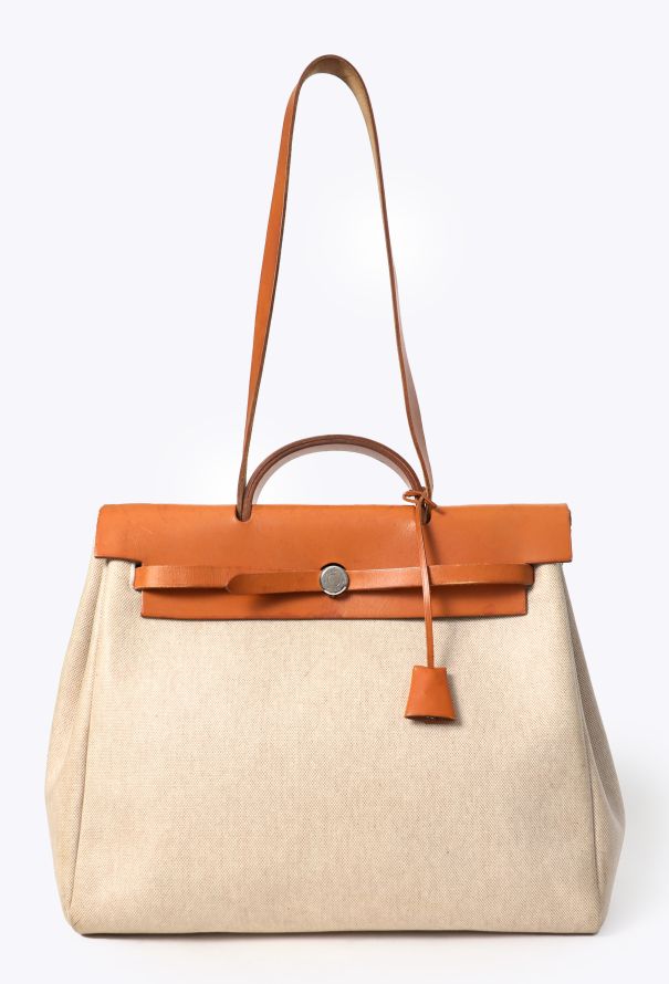 Hermes Vintage Toile & Vache Hunter 'Évolutionnaire' MM Herbag