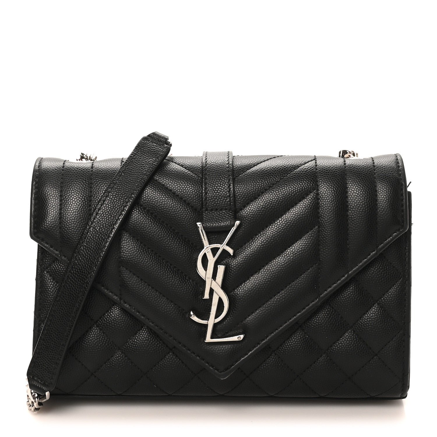 Saint Laurent Grain De Poudre Textured Mixed Matelasse Triquilt Small Monogram Satchel Black
