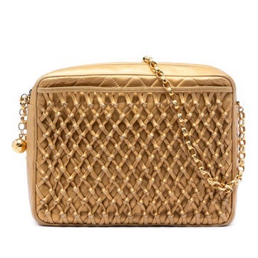 Lambskin Metallic Woven Lambskin Chain Camera Bag