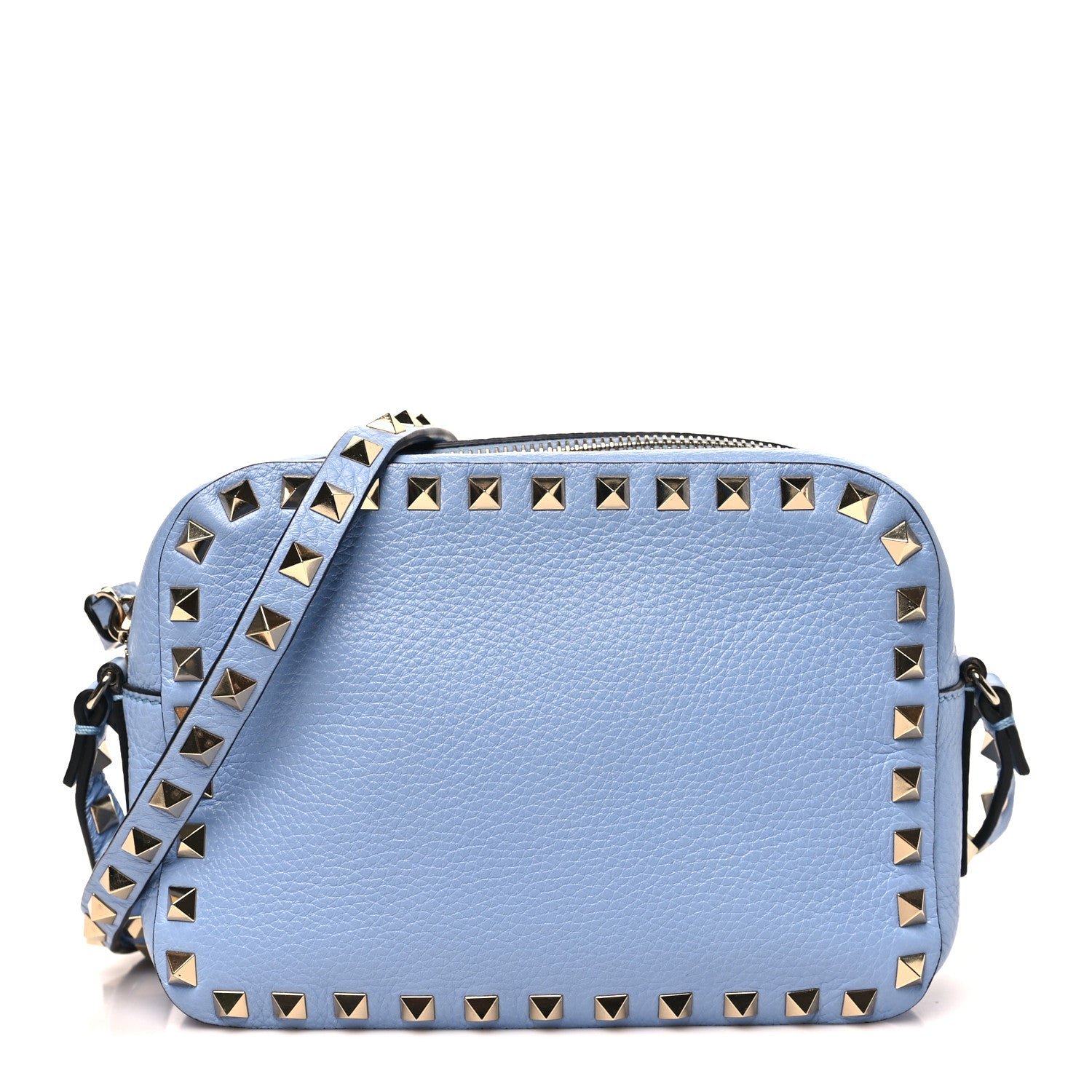 Valentino Garavani Valentino Garavani Pebbled Calfskin Rockstud Camera Crossbody Bag Niagara