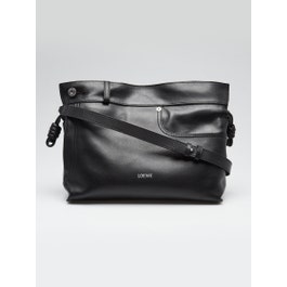 Loewe Black Nappa Calfskin Leather Medium Flamenco Panta Clutch Bag