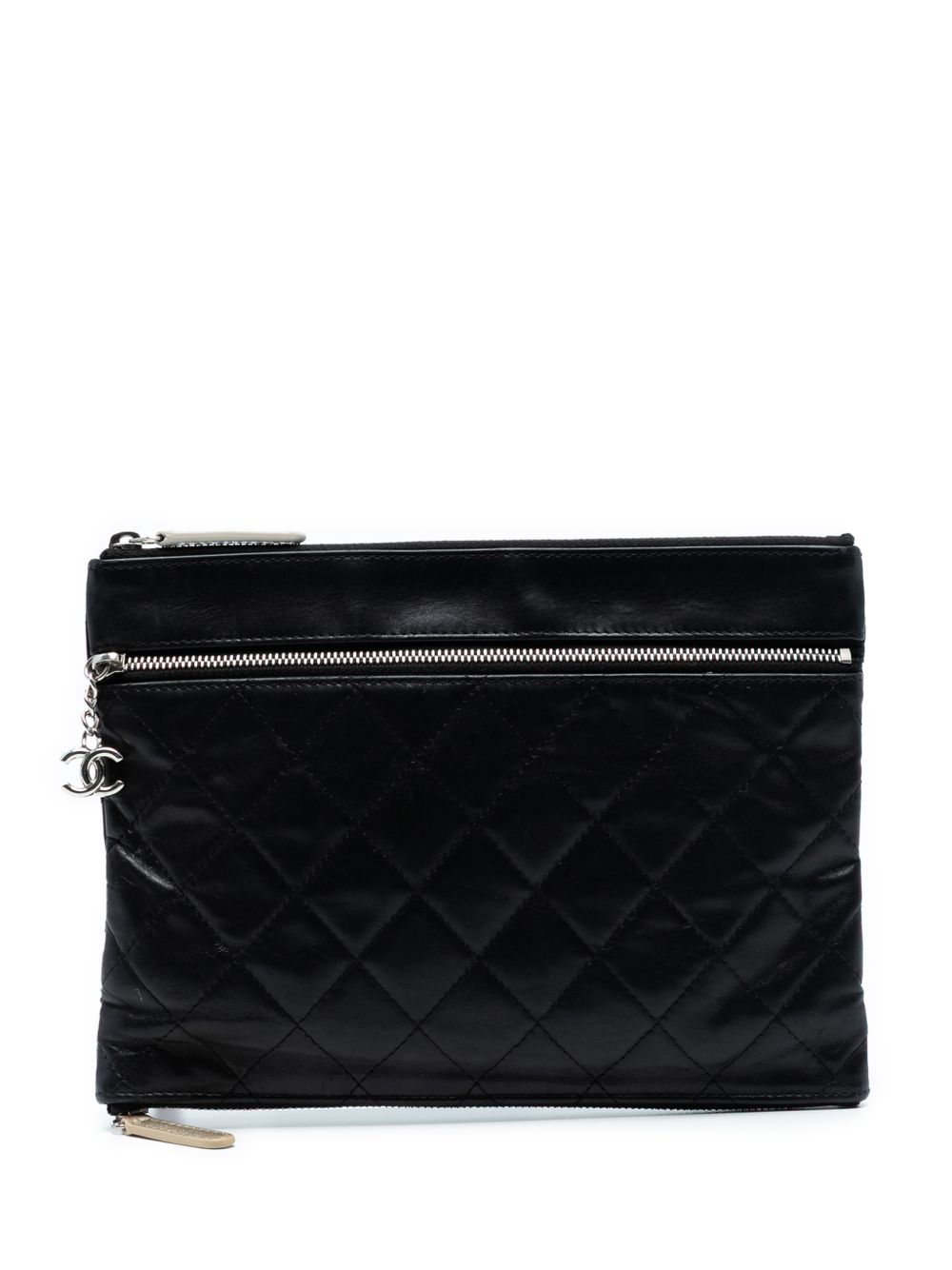 2013-2014 CC Quilted Lambskin Multi Zip clutch bag