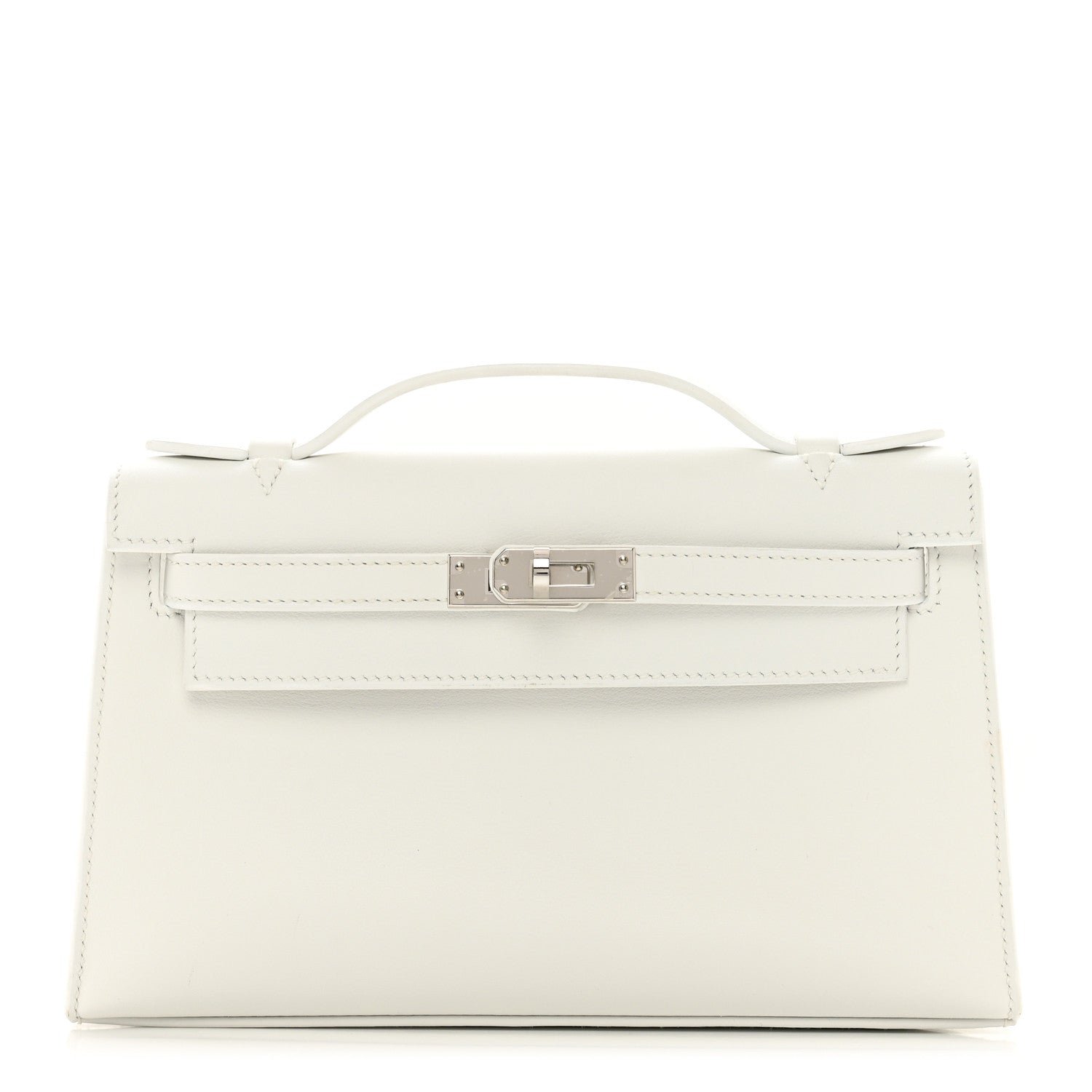 Hermes Swift Kelly Pochette Clutch White