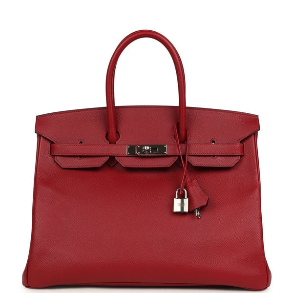 Hermes Pre-owned Hermes Birkin 35 Rouge Grenat Epsom Palladium Hardware