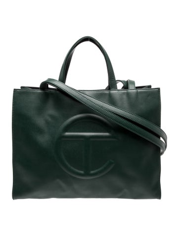 Leather Medium Dark Olive Shopping Bag Medium
