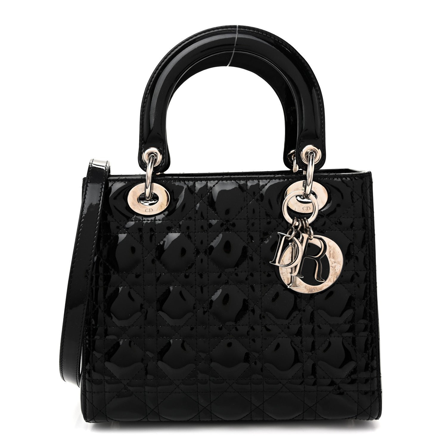 Christian Dior Patent Cannage Medium Lady Dior Black