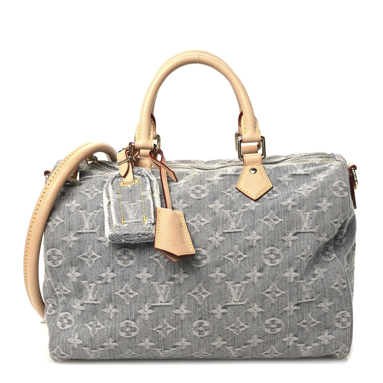 Louis Vuitton Monogram Denim Speedy Soft 30 Washed Gray