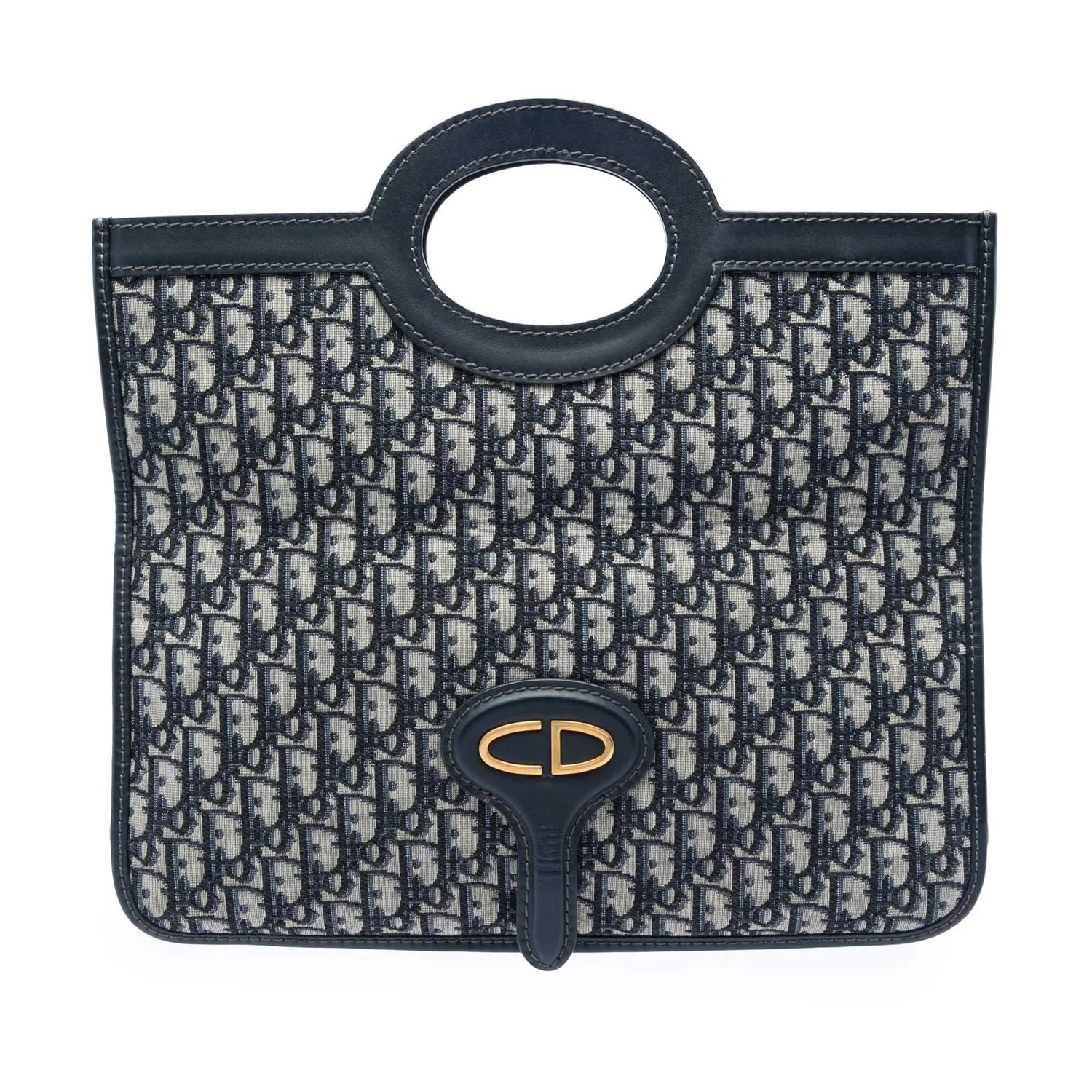Oblique Canvas Fold Over Clutch