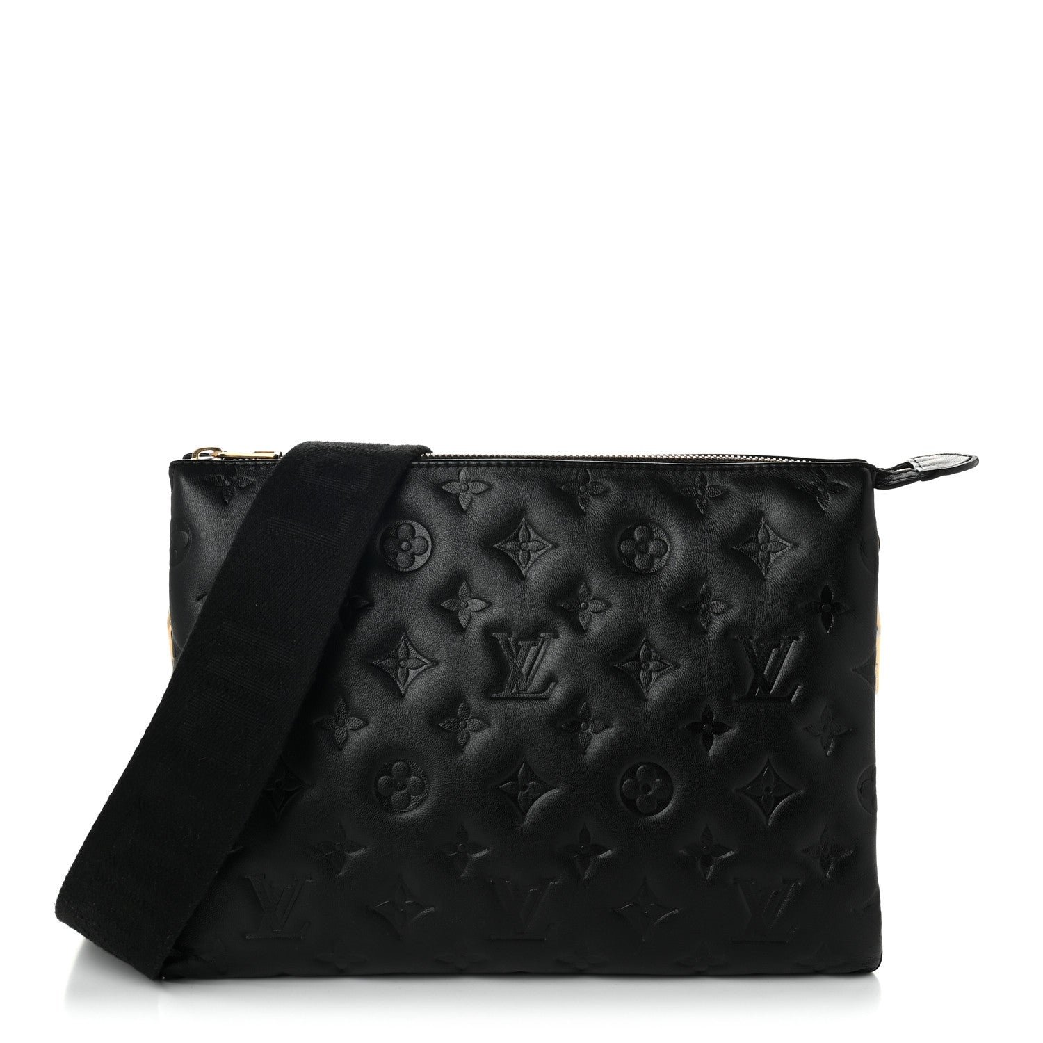 Louis Vuitton Lambskin Embossed Monogram Coussin PM Black