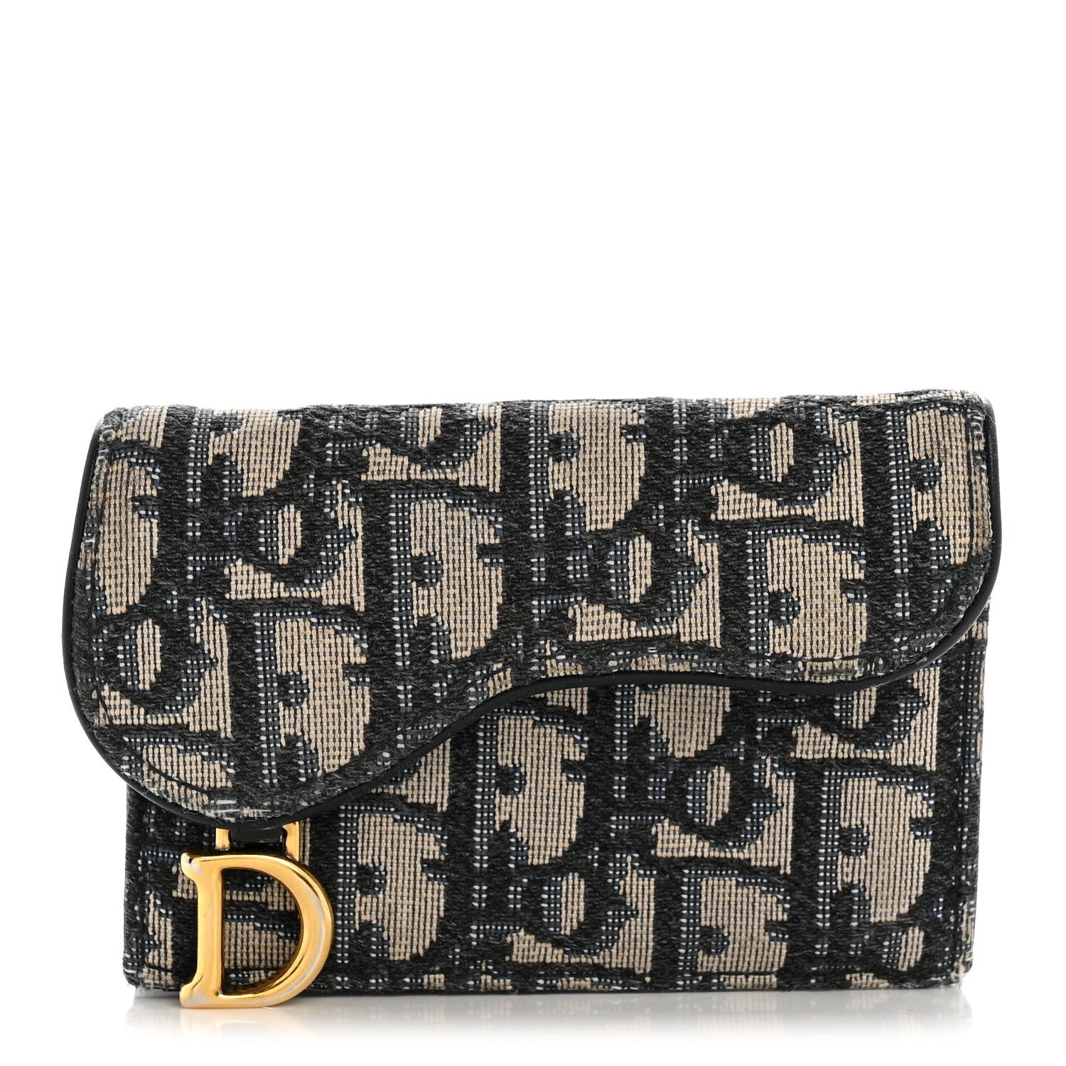 Christian Dior Oblique Saddle Card Holder Blue