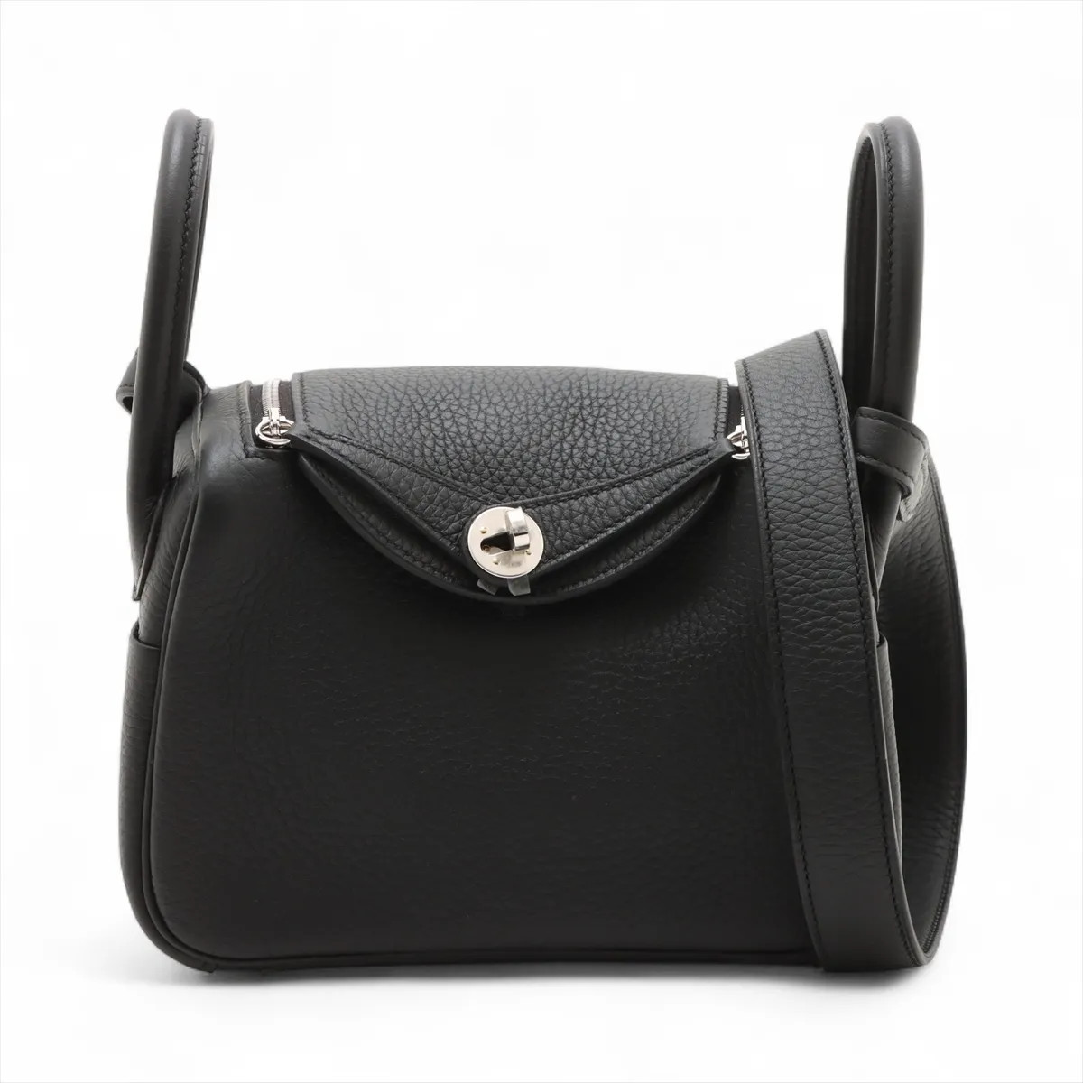 Hermès Lindy mini 20 Taurillon Clemence Black Silver Metal Fittings