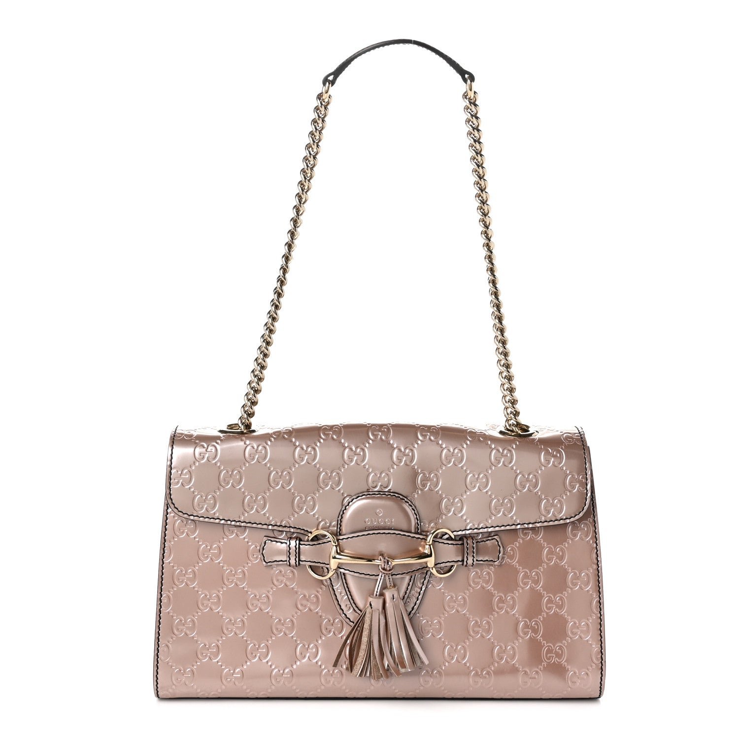 Gucci Shine Guccissima Medium Emily Chain Shoulder Bag Dark Cipria