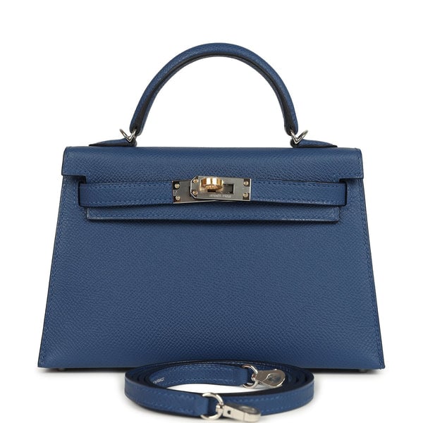 Hermes Hermes Kelly Sellier 20 Bleu Tie Epsom Electrum Hardware