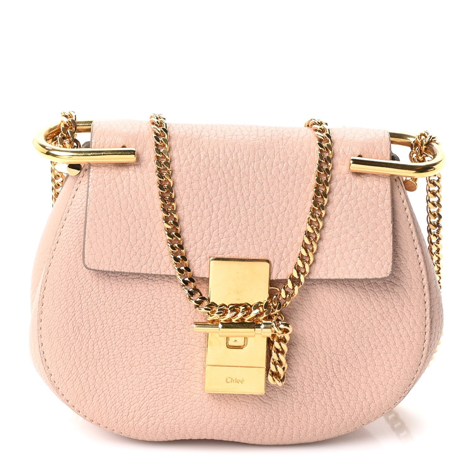 Chloe Grained Lambskin Mini Drew Shoulder Bag Cement Pink